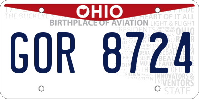 OH license plate GOR8724