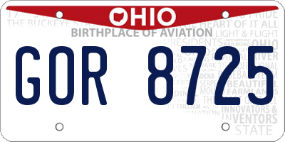 OH license plate GOR8725