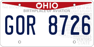 OH license plate GOR8726
