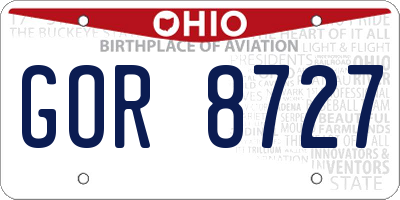 OH license plate GOR8727