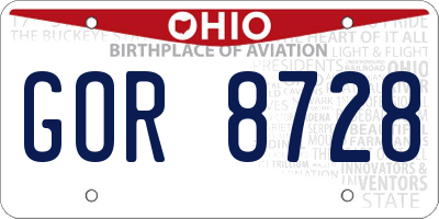 OH license plate GOR8728