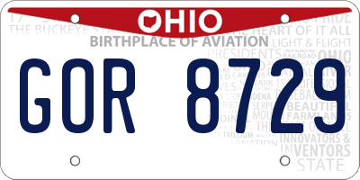 OH license plate GOR8729