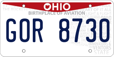 OH license plate GOR8730