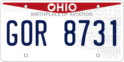 OH license plate GOR8731