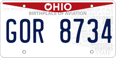 OH license plate GOR8734