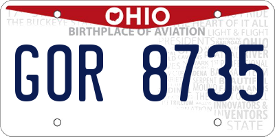 OH license plate GOR8735
