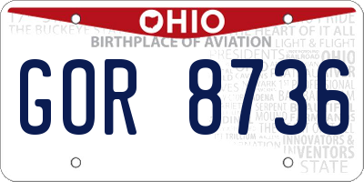 OH license plate GOR8736