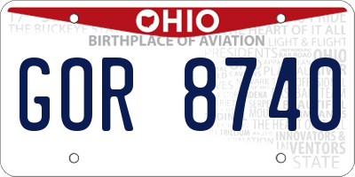 OH license plate GOR8740