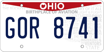 OH license plate GOR8741