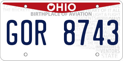 OH license plate GOR8743