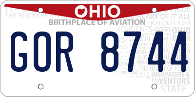OH license plate GOR8744