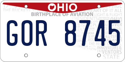 OH license plate GOR8745