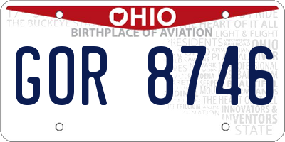 OH license plate GOR8746