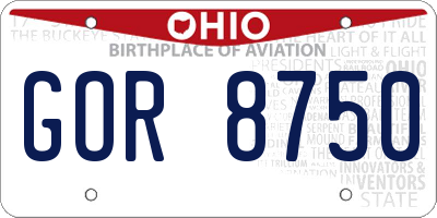 OH license plate GOR8750