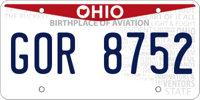 OH license plate GOR8752