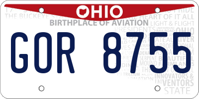 OH license plate GOR8755