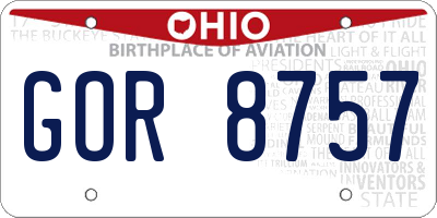 OH license plate GOR8757