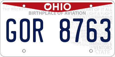 OH license plate GOR8763