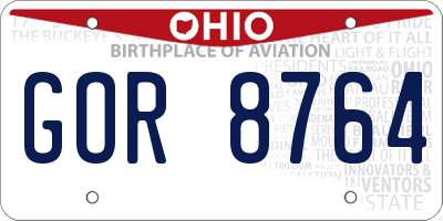OH license plate GOR8764