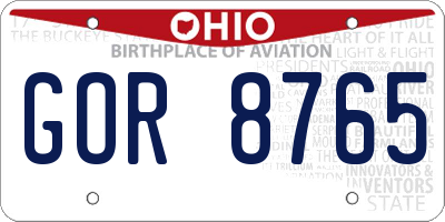 OH license plate GOR8765