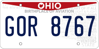 OH license plate GOR8767