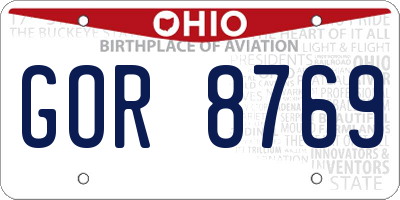 OH license plate GOR8769