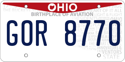 OH license plate GOR8770
