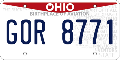 OH license plate GOR8771
