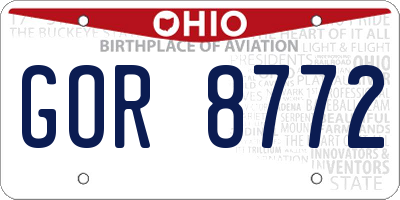 OH license plate GOR8772