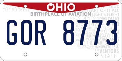 OH license plate GOR8773