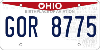 OH license plate GOR8775