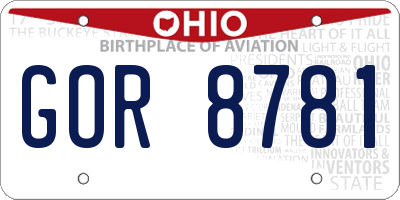 OH license plate GOR8781