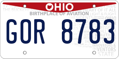 OH license plate GOR8783