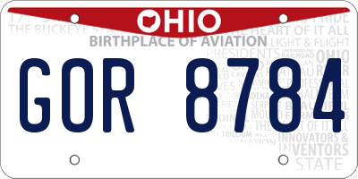 OH license plate GOR8784