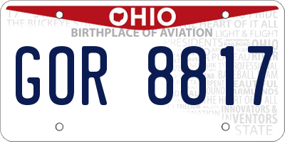OH license plate GOR8817