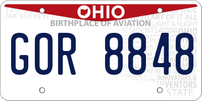 OH license plate GOR8848