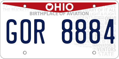 OH license plate GOR8884