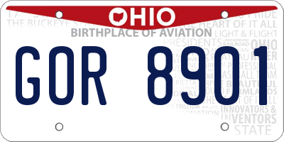 OH license plate GOR8901