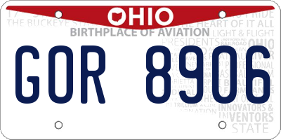 OH license plate GOR8906