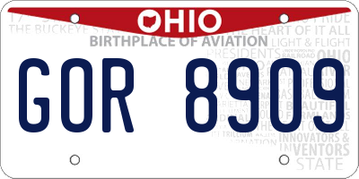 OH license plate GOR8909