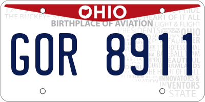 OH license plate GOR8911