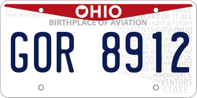 OH license plate GOR8912