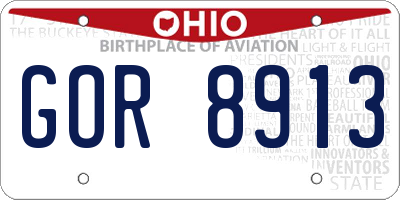 OH license plate GOR8913