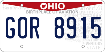 OH license plate GOR8915