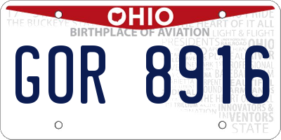 OH license plate GOR8916