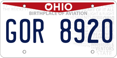 OH license plate GOR8920