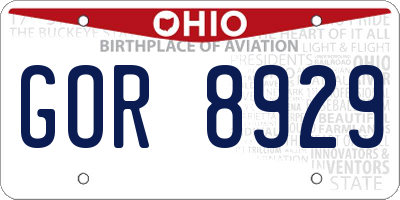 OH license plate GOR8929