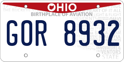OH license plate GOR8932