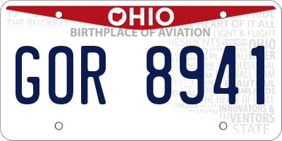 OH license plate GOR8941