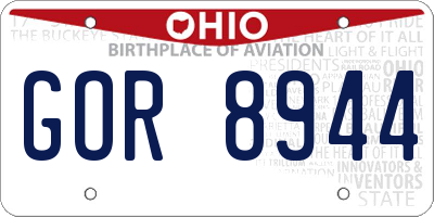 OH license plate GOR8944